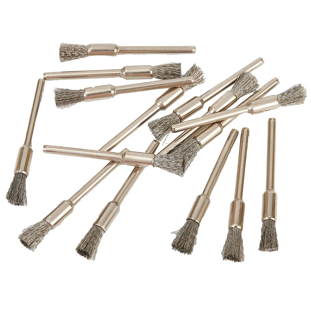 15PCS 5mm Abrasive Wire Brushes Electric Rotary Drill Accessories Wire Remove Rust Polishing Brush Brush Stainless Steel Handle