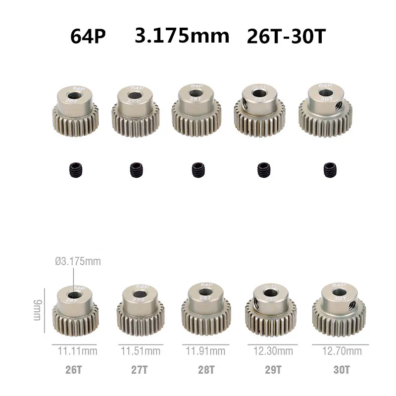 تجاوز هواية 64DP ترس المحرك المعدني ترس ل 1/10 1/12 1/14 RC سيارة Wltoys 540 3.175 مللي متر رمح شاحنة محرك عربات التي تجرها الدواب الزاحف على الطرق الوعرة
