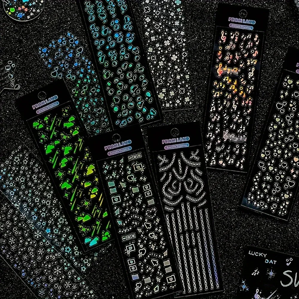 12 Sheets Waterproof Glittering Laser Stars Dot Decorative Stickers for  Scrapbooking DIY Photo Card Decoration Collage