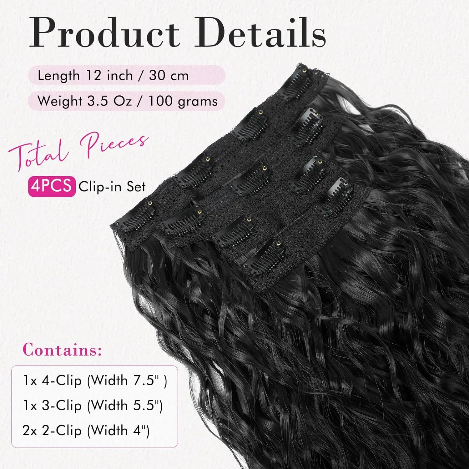 Short Wavy Clip in Hair Extensions - 12 Inch Thick Synthetic Hairpieces 6Pcs S90de1b84bfdd49588b9bcd70938d6  main image 2