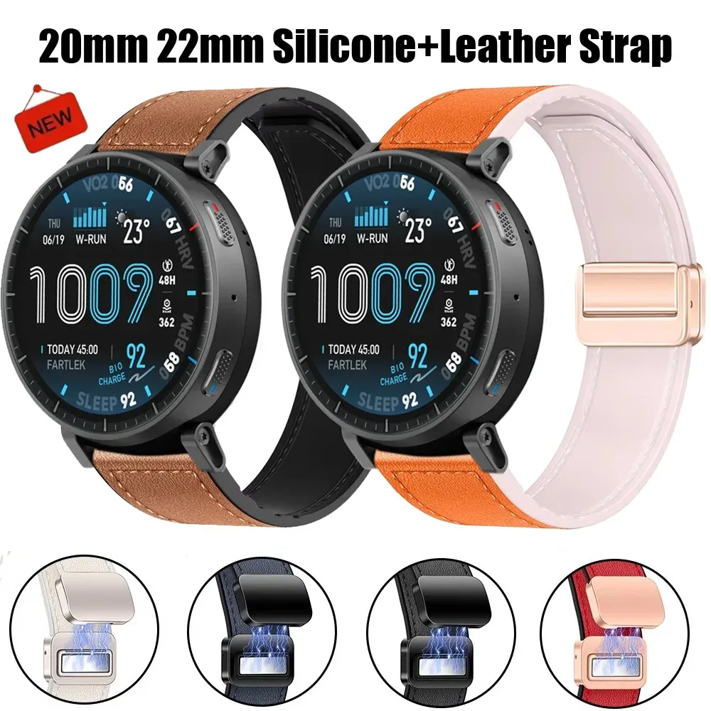 20mm 22mm Silikon+Leder Armband für Amazfit Active Max Balance 2 Bip 6 GTR 4 Smartwatch Armband Amazfit Active 2 Square GTS 4
