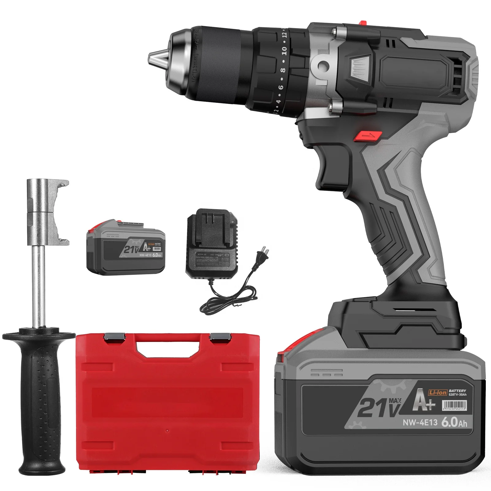 21 В аккумуляторная дрель-шуруповерт, максимальный крутящий момент, 200 Нм, 20 + 3 положения, 0-2150RMP, ударная дрель с переменной скоростью