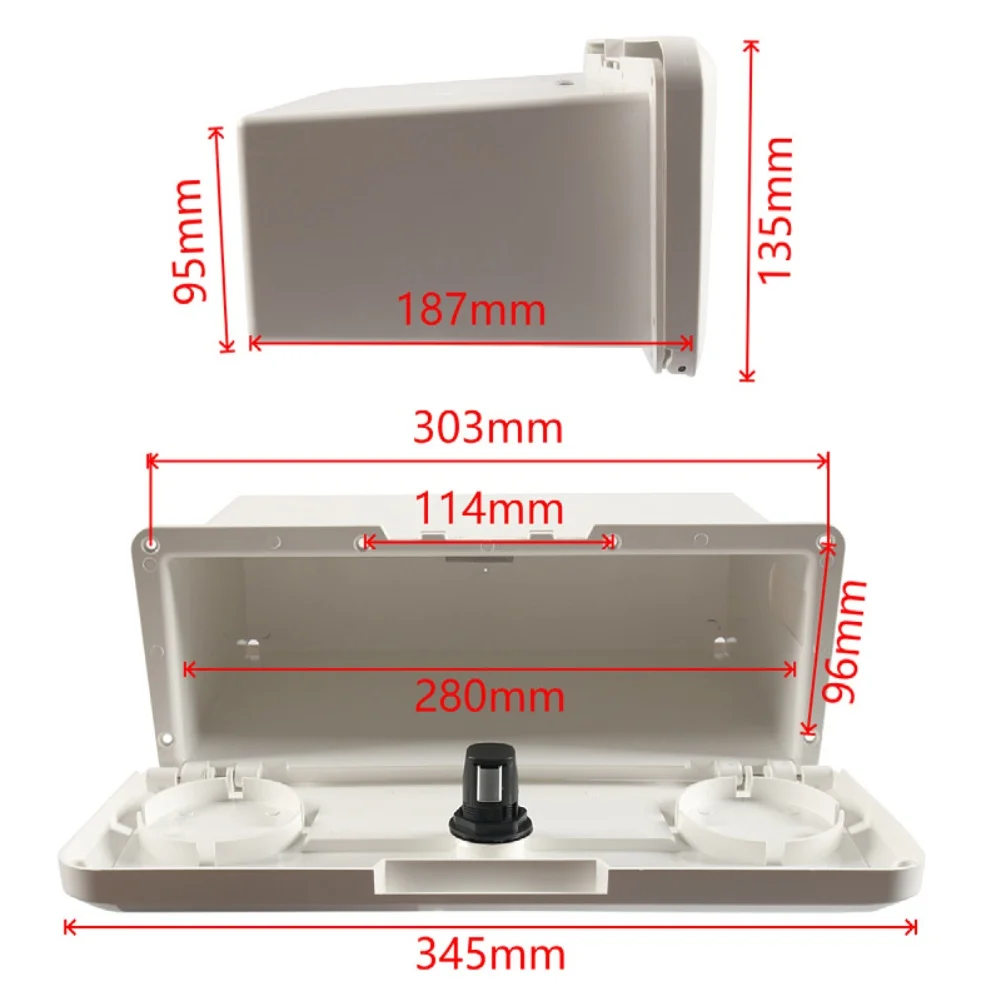 

Boat Glove Box With Cup Holders Boat Glove Box Marine Storage Approx. 34.5*18.5*13.5cm ABS Storage Box Compact Size