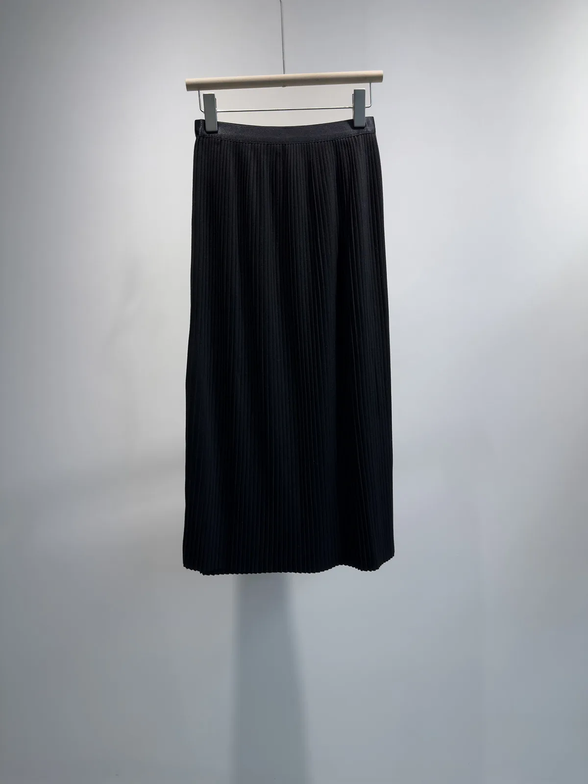 Women's Asymmetric Side Slit Pleated Midi Skirt, Draping Smooth Cashmere Silk Blend, Thick Warm High Waist Fall Winter Skirt