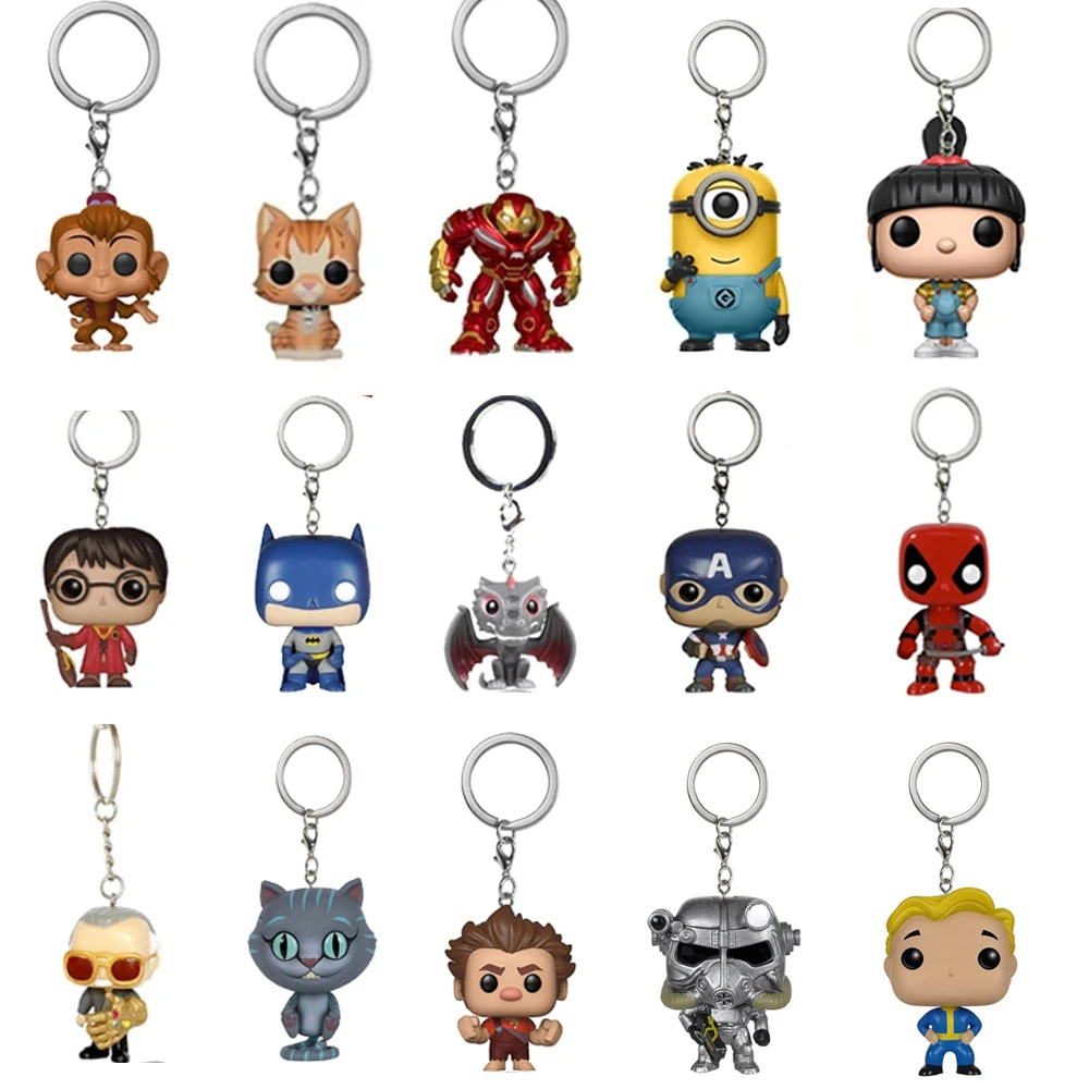 Kawaii Capsule Funkostyle Keychain POWER ARMOR Evil Dead StanLee Potter Spiderman Chessur action figure Toys For kids Xmas gift