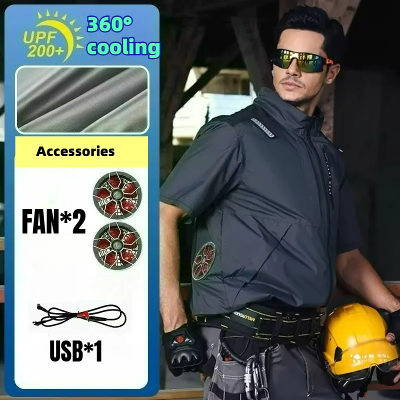 

Summer Cooling Vest Jacket 2 Hole Fan Coat USB Electric Air Conditioning Clothes Fishing Sleeveless Camo Refrigeration Outwear