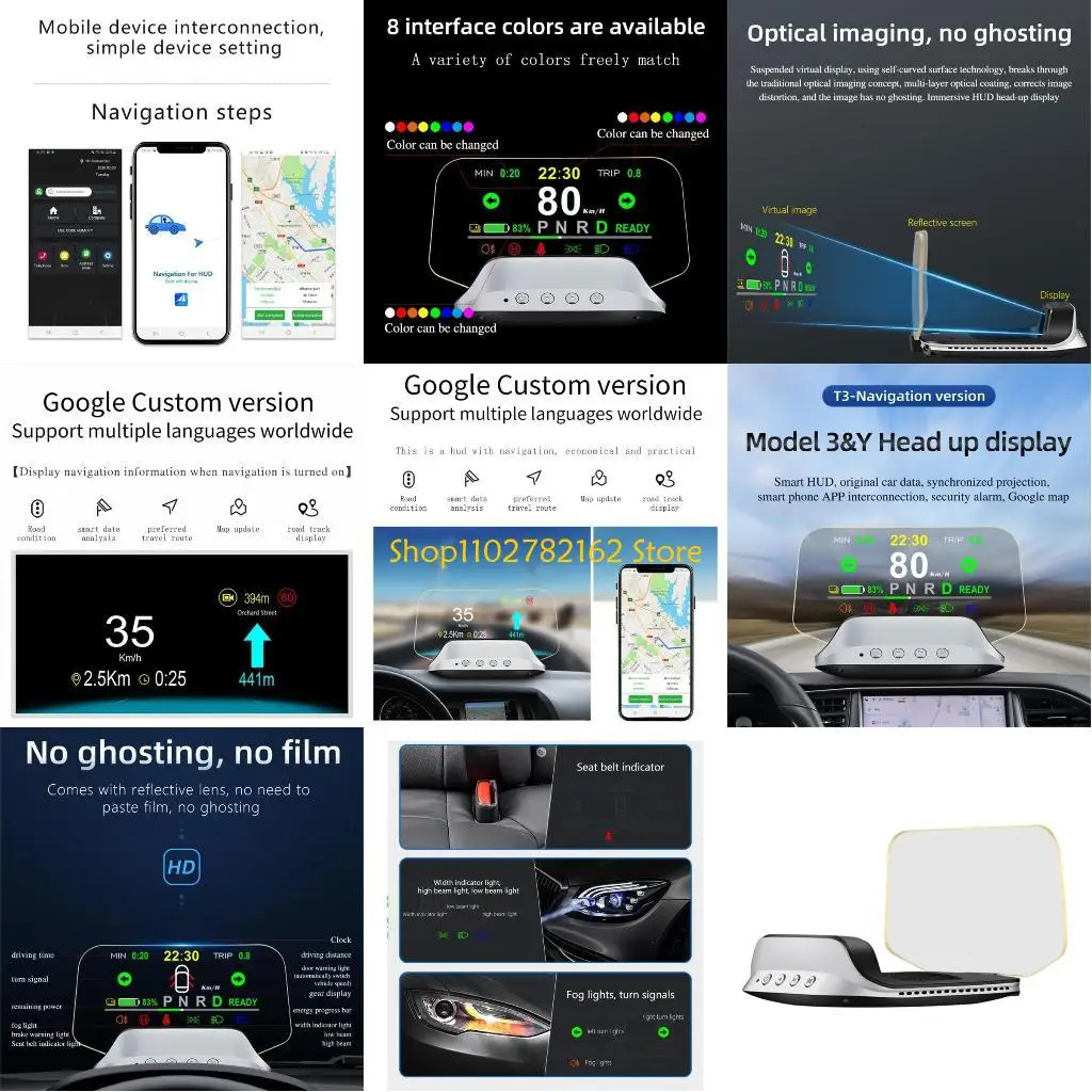 

547B Head-Up Display GPS Car Electronics Smart-Gauge Driving Speedometer Alarm System