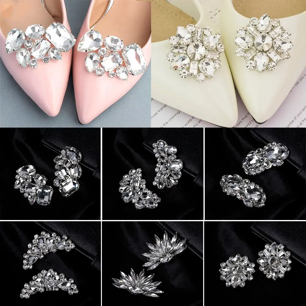 2PCS Shoe Accessories Brooch Bride Shoe Clip Wedding Shoe Decorations Shiny Decorative Clips Charm Buckle