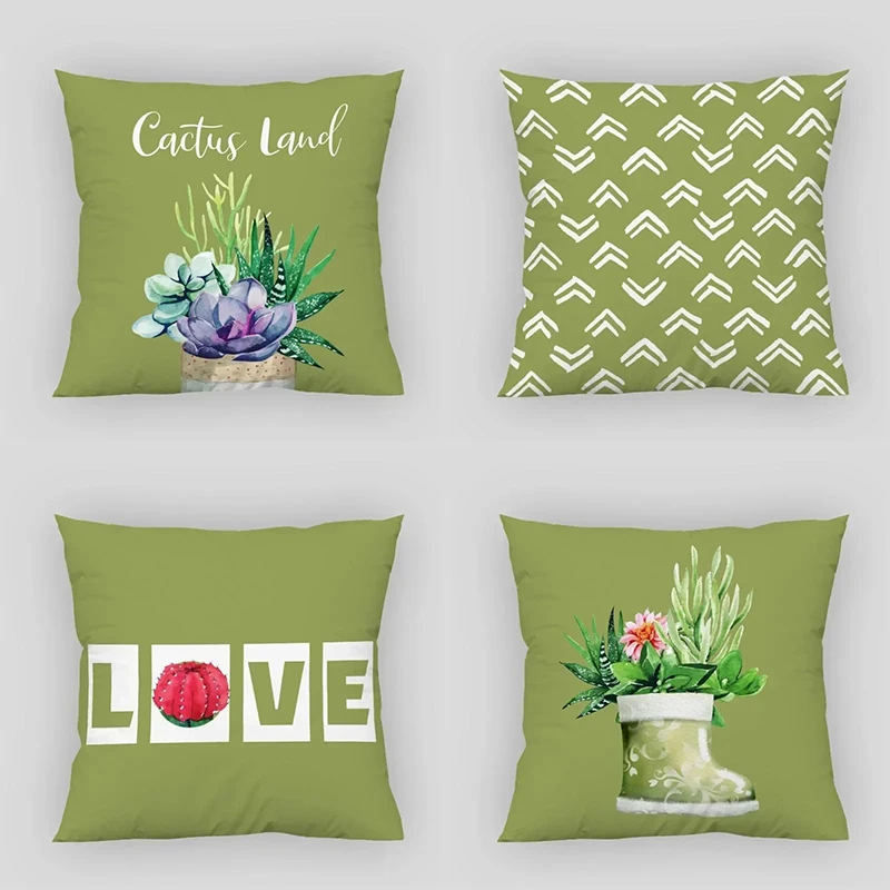 

Home decoration green printed pillow case bedroom room office chair living room sofa cushion cover 40x40 45x45cm