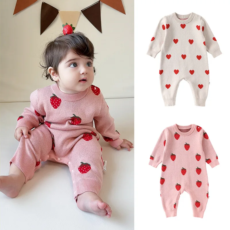 

Autumn Outfit for Babies Girl Knitted Onesie Pure Cotton Class a Romper Suit Baby Clothes for Crawling And Outdoors