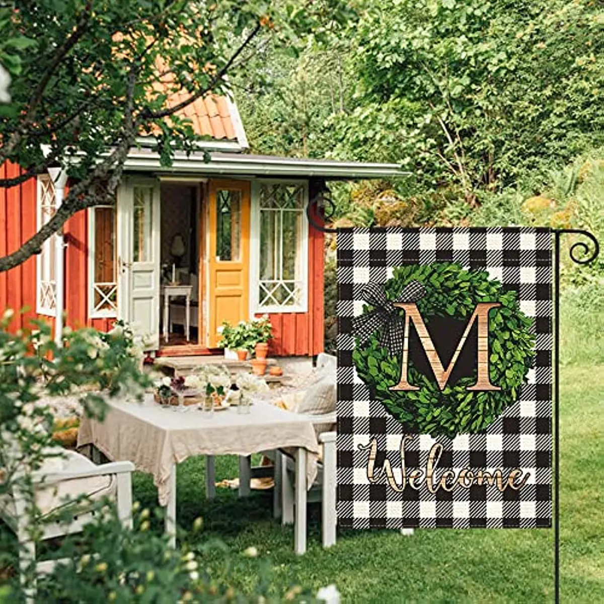 colorlife Monogram Letter M Garden Flag 12x18 Inch Reversible Outside, Family Initial, Garden Outdoor Decoration