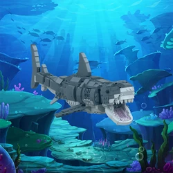 MOC 31088 Great White Shark Building Block Kit Ocean Overlord For Megalodoned Tooth Fish Animal Brick Toy For Children Xmas Gift