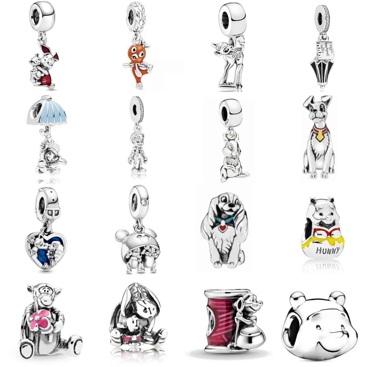 Miniso Disney serie Eeyore Piglet Tigger Pinocho Tramp dijes aptos para pulsera cuentas de baratija plata 925 encanto Original para mujeres