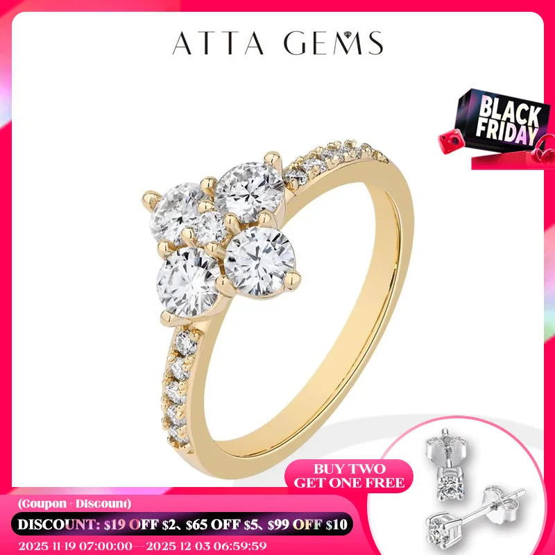 

ATTAGEMS 925 Sterling Silver Luxury Full Moissanite Rings 0.3ct DVVS1 Round Cut Sparkling Engagement Band for Women Fine Jewelry