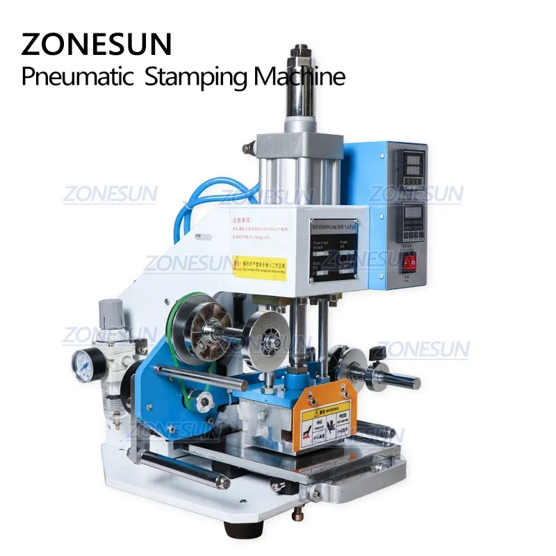 Zonesun ZS-819B pneumático automático de couro, máquina de estampagem a quente, prensa térmica para papel, logotipo personalizado de convite de casamento