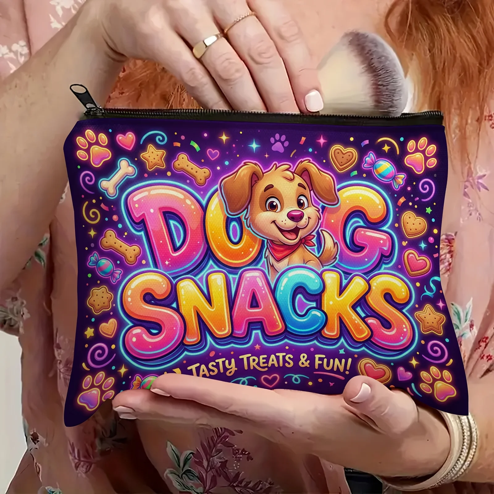 1pc Dog Snacks Themed Print Storage Bag,Tote Bag, Perfect for Daily, Travel, Pet Supply Storage, A Practical Gift for Dog Lovers