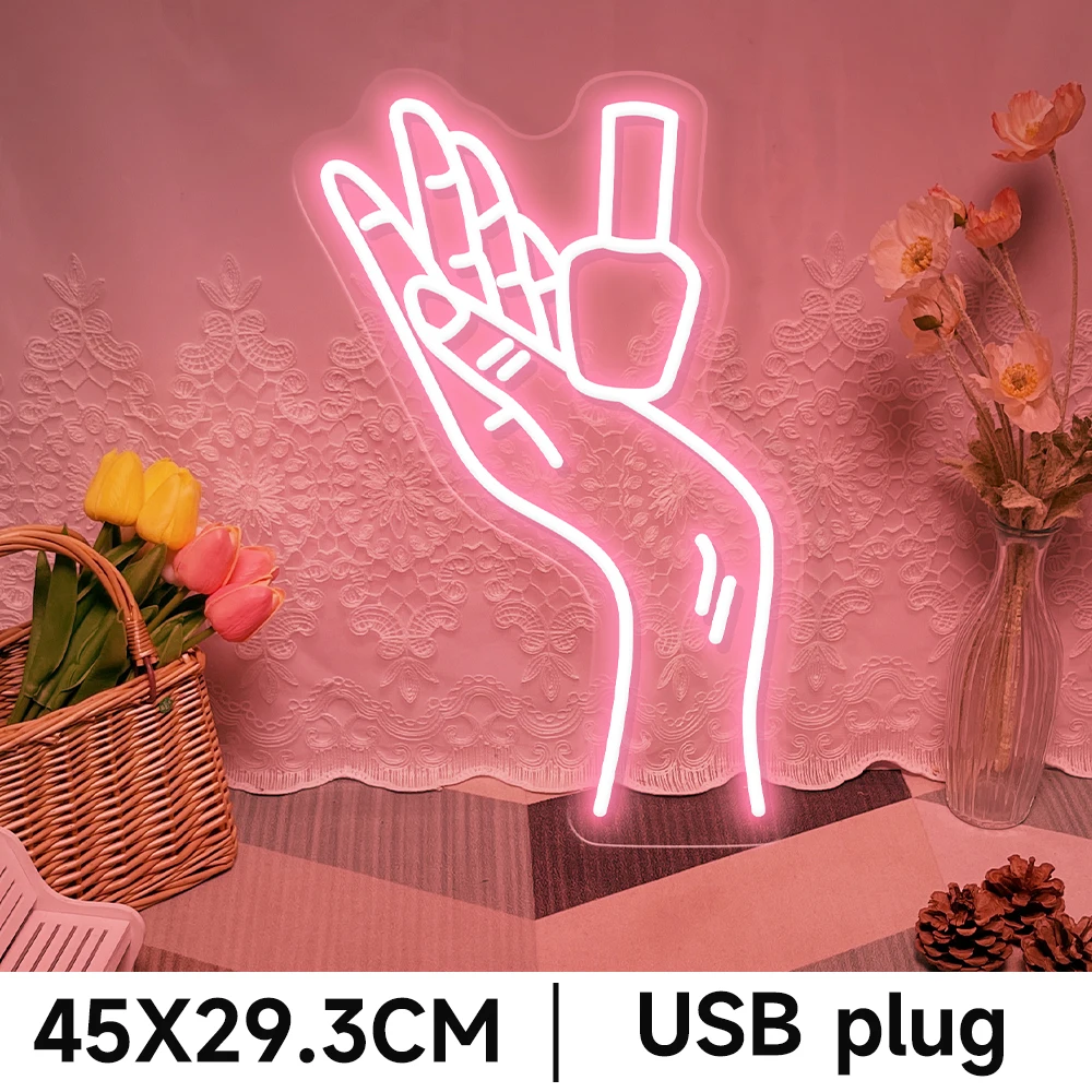 Nails Neon Led Signs Beauty Room Decor Wall Art Nails Salon LED Neon Lights USB Manicure Studio Bussiness Signboard