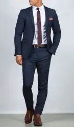 Traje azul marino elegante para Hombre, ropa De fiesta De graduación y boda, conjuntos De Blazer De moda hechos a medida, chaqueta De dos piezas + Pantalones, Trajes De Hombre