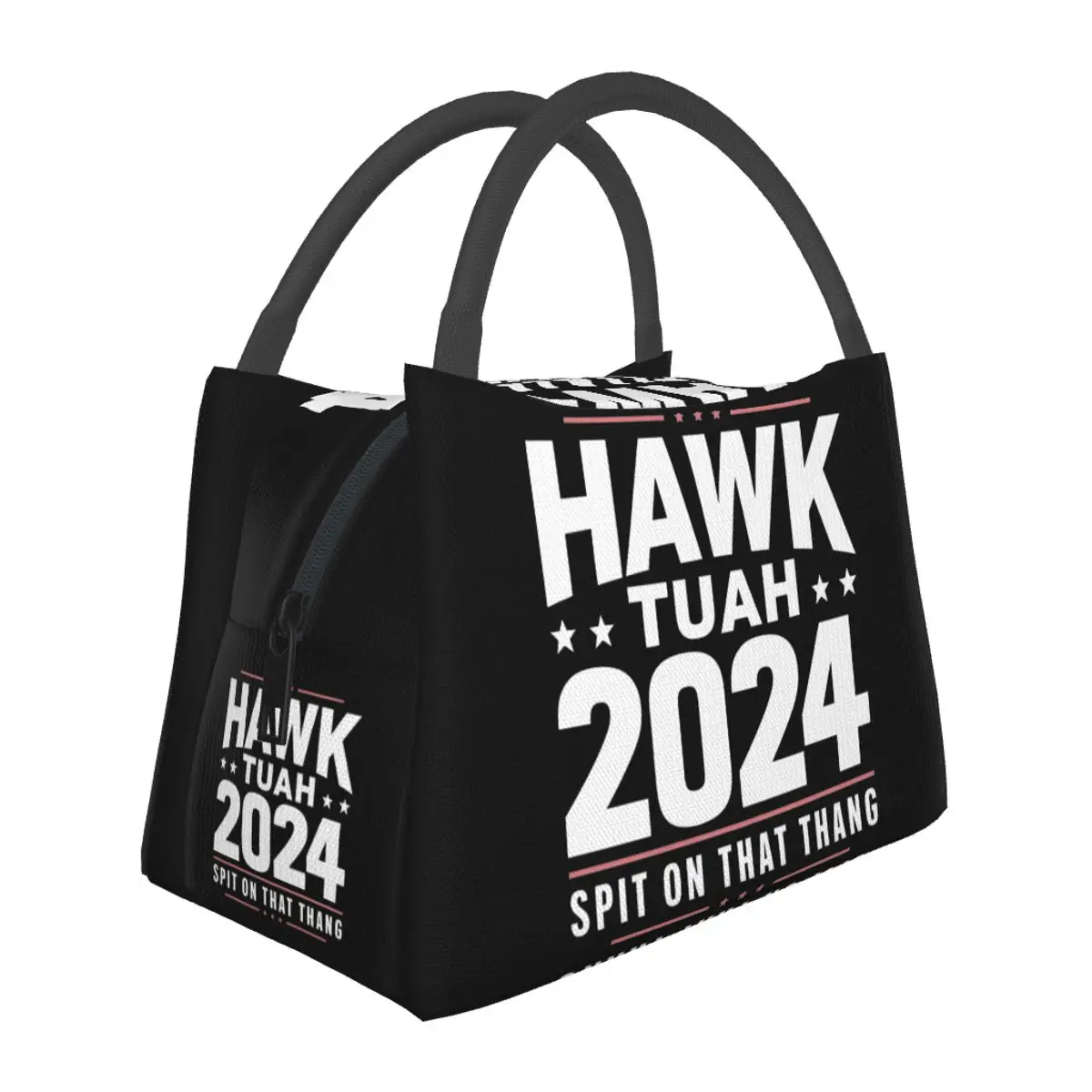 

American Flag Hawk Tuah 24 Spit On That Thang Lunch Box Portable Insulated Canvas Cooler Thermal Food Picnic Travel Lunch Box