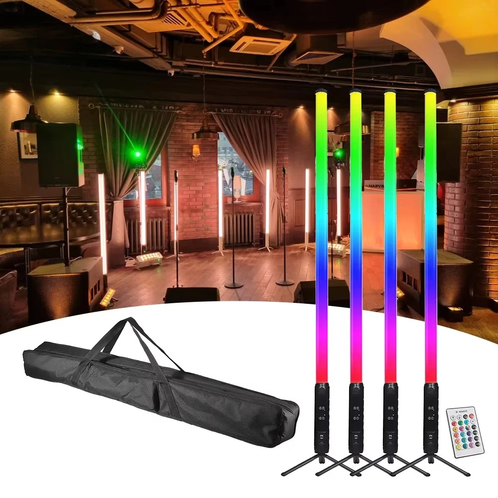 Bothlighting 4pcs with Cloth Bag IP65 Waterproof RGBWA 5in1 360° Pixel LED Tube Wireless DMX512 Remote Control for Wedding  Club