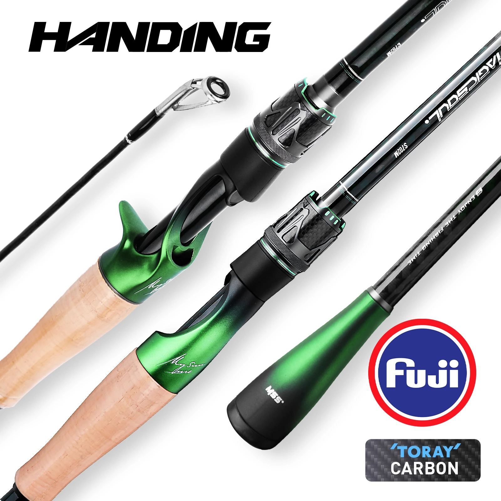 HANDING Magic Soul Fishing Rods TORAY® 36 Ton Full Carbon Blanks Bass Spinning Fishing Rod FUJI® A Guides Casting Ro