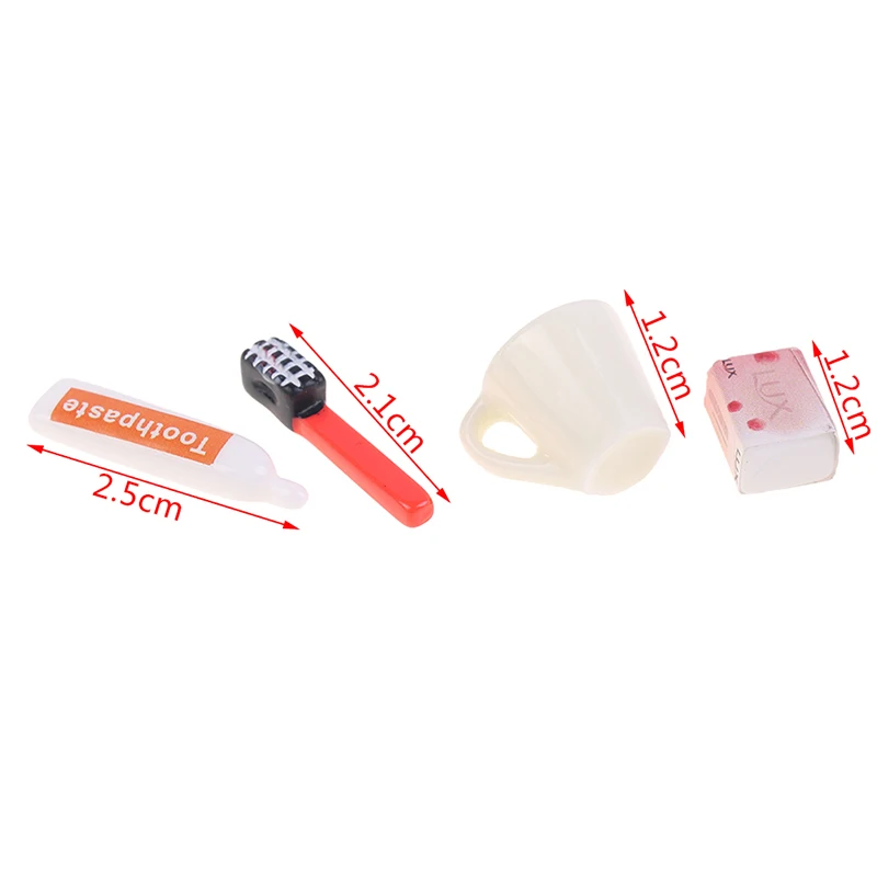 1Set Dollhouse Miniature Mini Cup Toothpaste Toothbrush For Doll Accessories Soap Pretend Play Toy