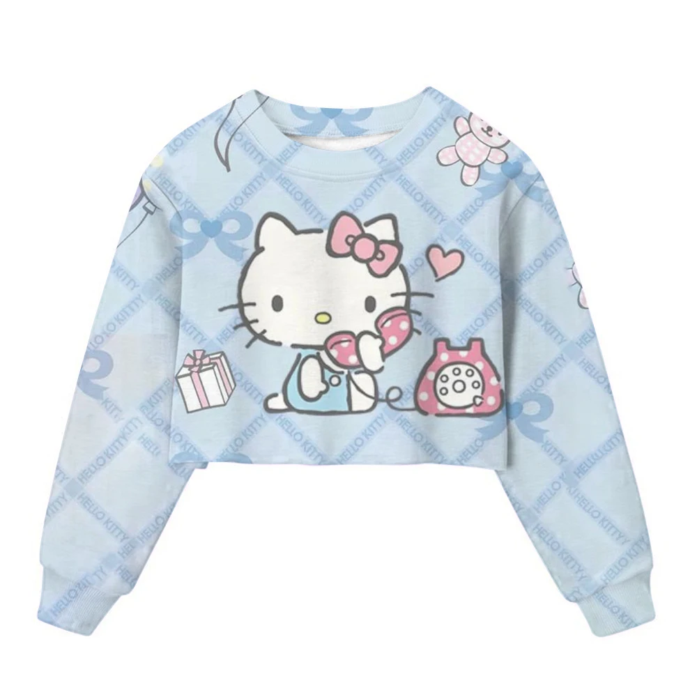 Classic Fashion, Leisure, Fun Hello Kitty Autumn Hoodie Children's Japan Anime 3D Printed Sweatshirt Girls' Pullover Cute Top