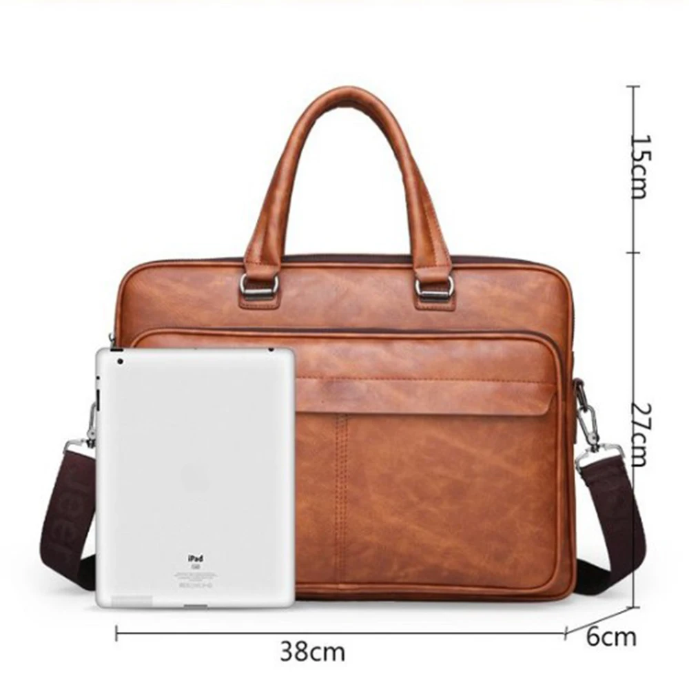 Maleta de couro PU retro clássica masculina, bolsa de negócios, bolsa de ombro crossbody, estojo para computador portátil, marca de luxo, nova