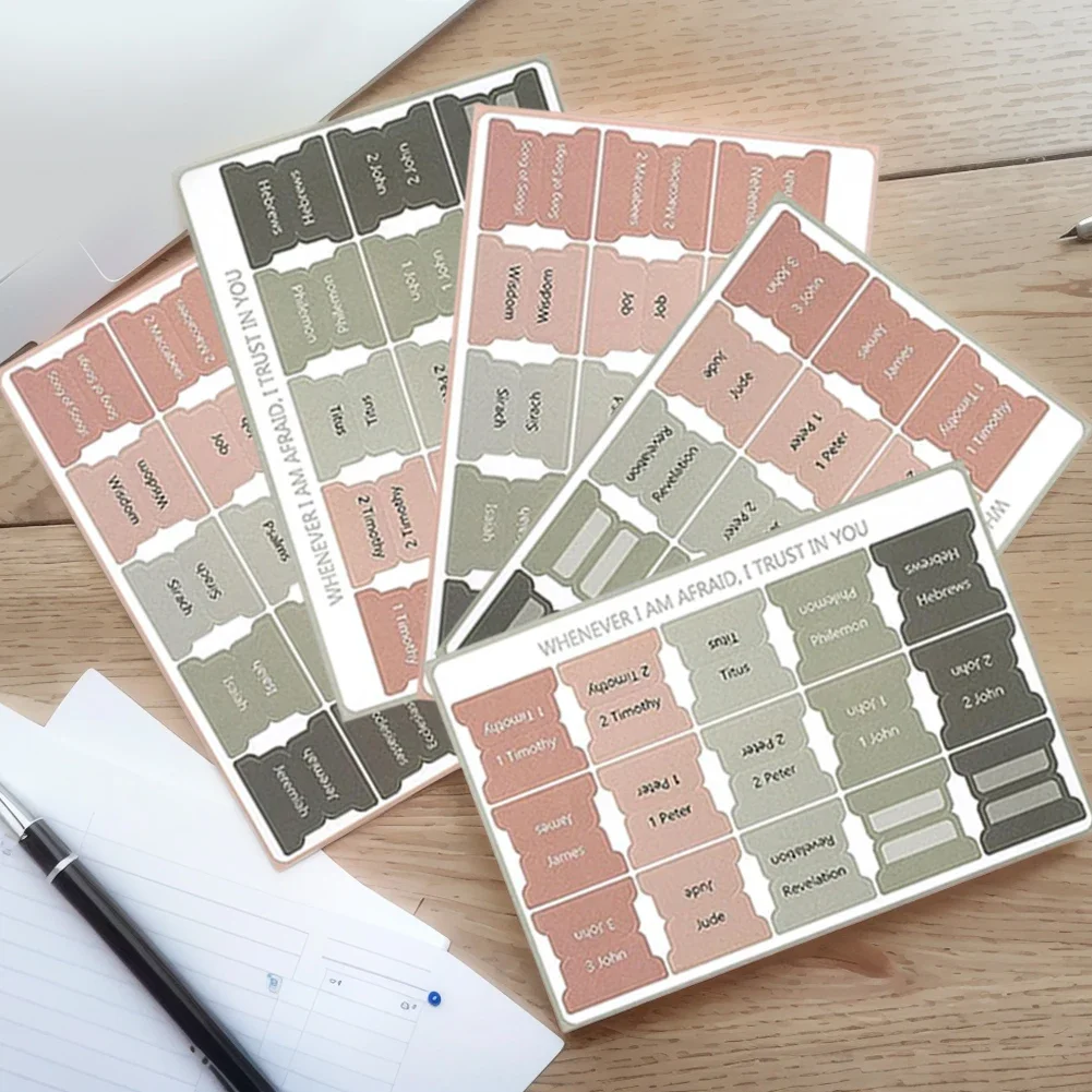 5 Sheet Bible Index Label Sticker Bookmark Stickers Writable Removable Personalized Self-adhesive Paper Tabs Stationery