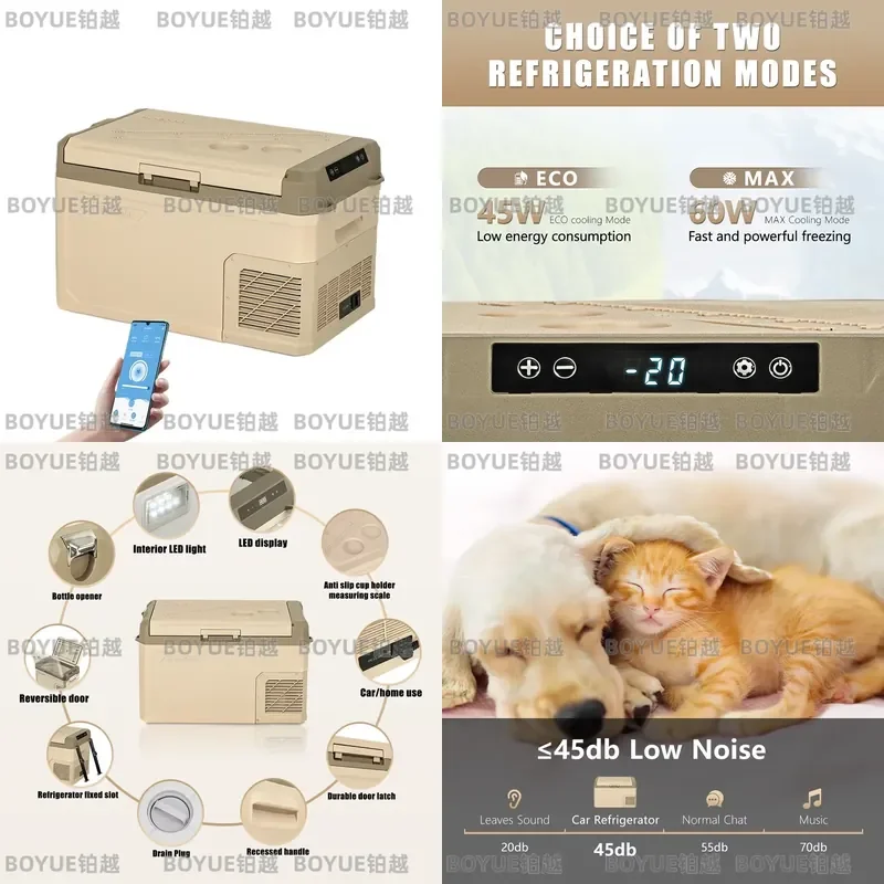 30 Quart Portable Car Refrigerator 12V DC 24V Fast Cooling Freezer for Vehicle Camping Travel AC Power Supply Compact Design