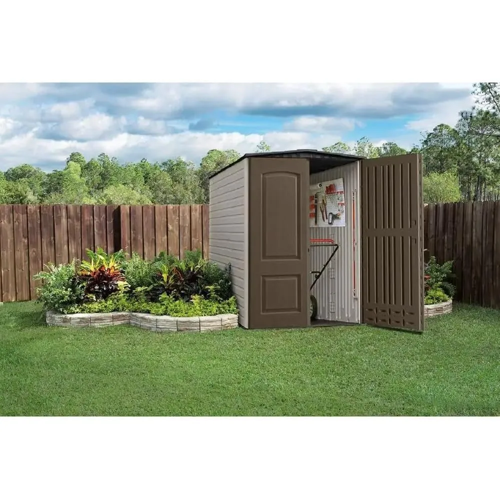 Large Vertical Resin Outdoor Storage Shed with Flooring, Weather Resistant, Suitable for Backyard, Garden Tool, Brown Shed