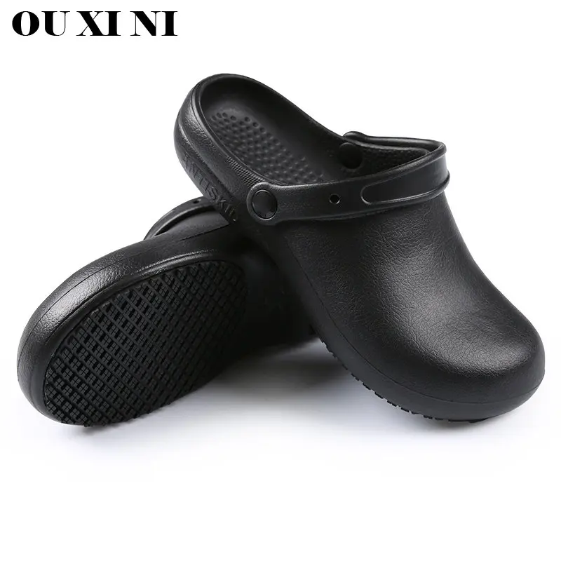 

Black Chef Shoes Restaurant High Quality Men Cook Shoes Hotel Anti-Slip Water-Proof Oil-Proof Unisex Kitchen Work Shoes