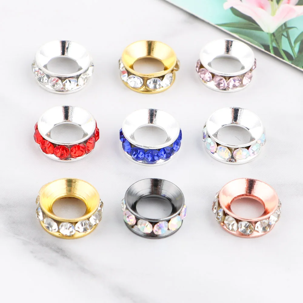 100-200 قطعة معدنية دائرية حجر الراين 10 مللي متر خزر عازل لصنع المجوهرات Earring بها بنفسك القرط سوار قلادة الخ الاكسسوارات اليدوية