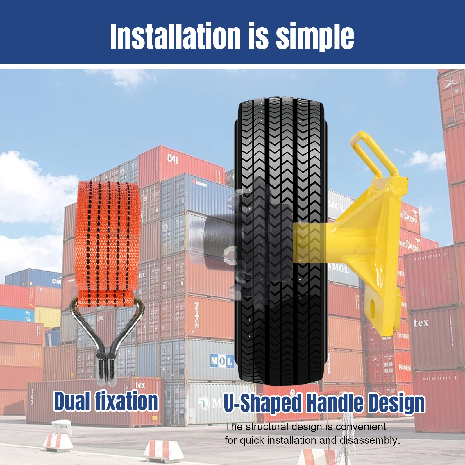2 حزمة عجلات حاوية الشحن 6x5.5 العروة مع حزام السقاطة التعادل أسفل J هوك الحاويات عجلات 6-Lug عجلة عدة التفكيك السريع