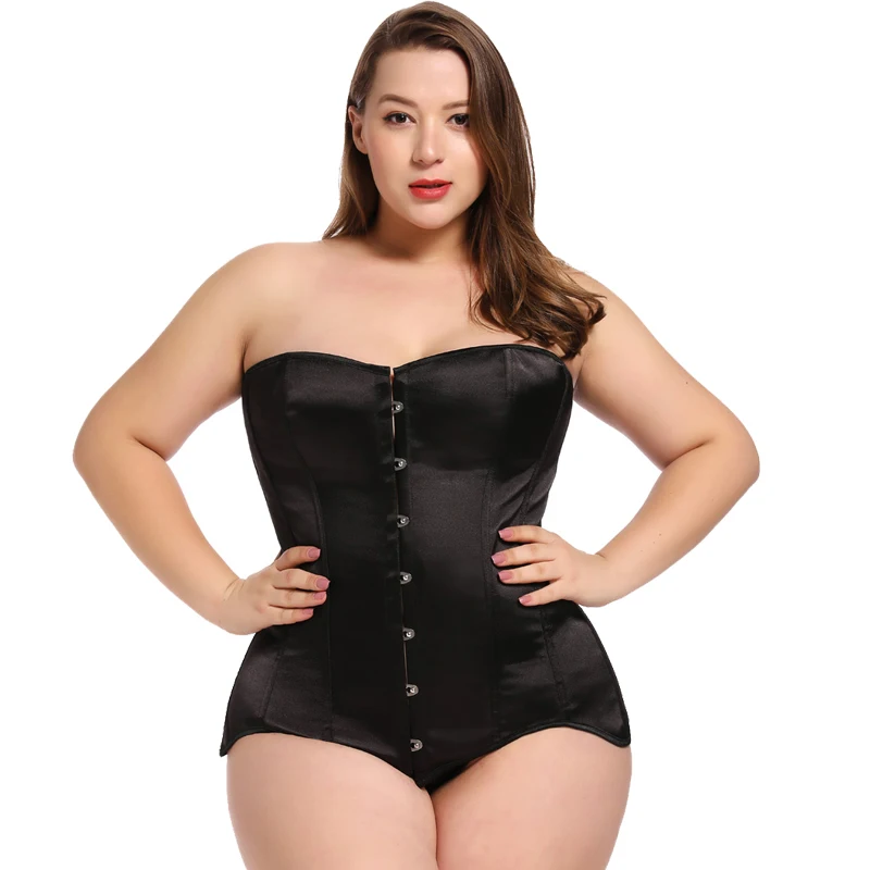 14 Steel Boned Waist Training Satin Long Torso Overbust Shaper Corset