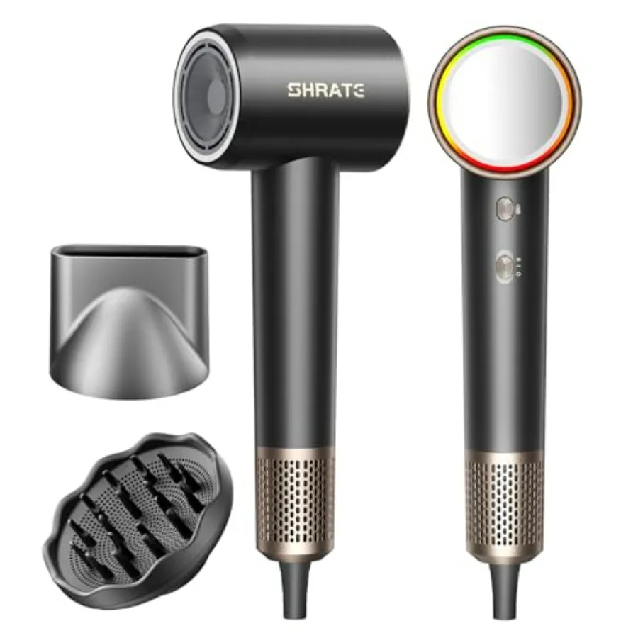 

Professional High Speed Ionic Hair Dryer for Salon Home Use Ceramic-Coated, Black 500 Million Negative Ions, Ultra-Fast Drying,