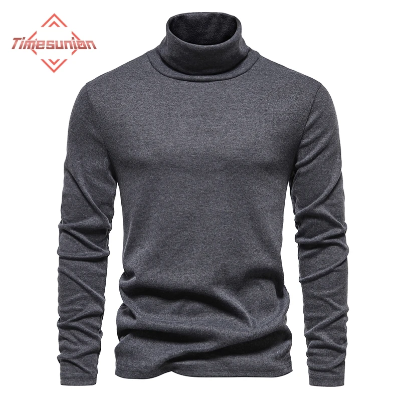 Men High Neck Knitted Pullover Lightweight Bottoming Shirt 2023 Autumn Male Fashion Slim Solid Color Stretch Windbreaks Sweater