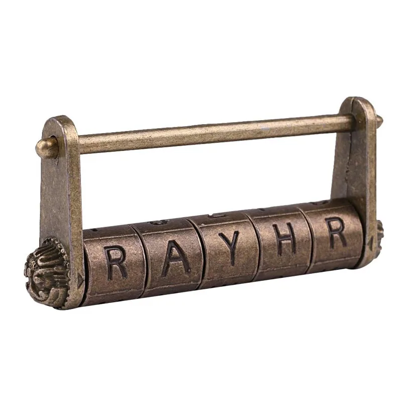 English Letter Antique Vintage Combination Password Lock Padlock Jewelry Boxes Valentine's Day Escape Room Props Gifts