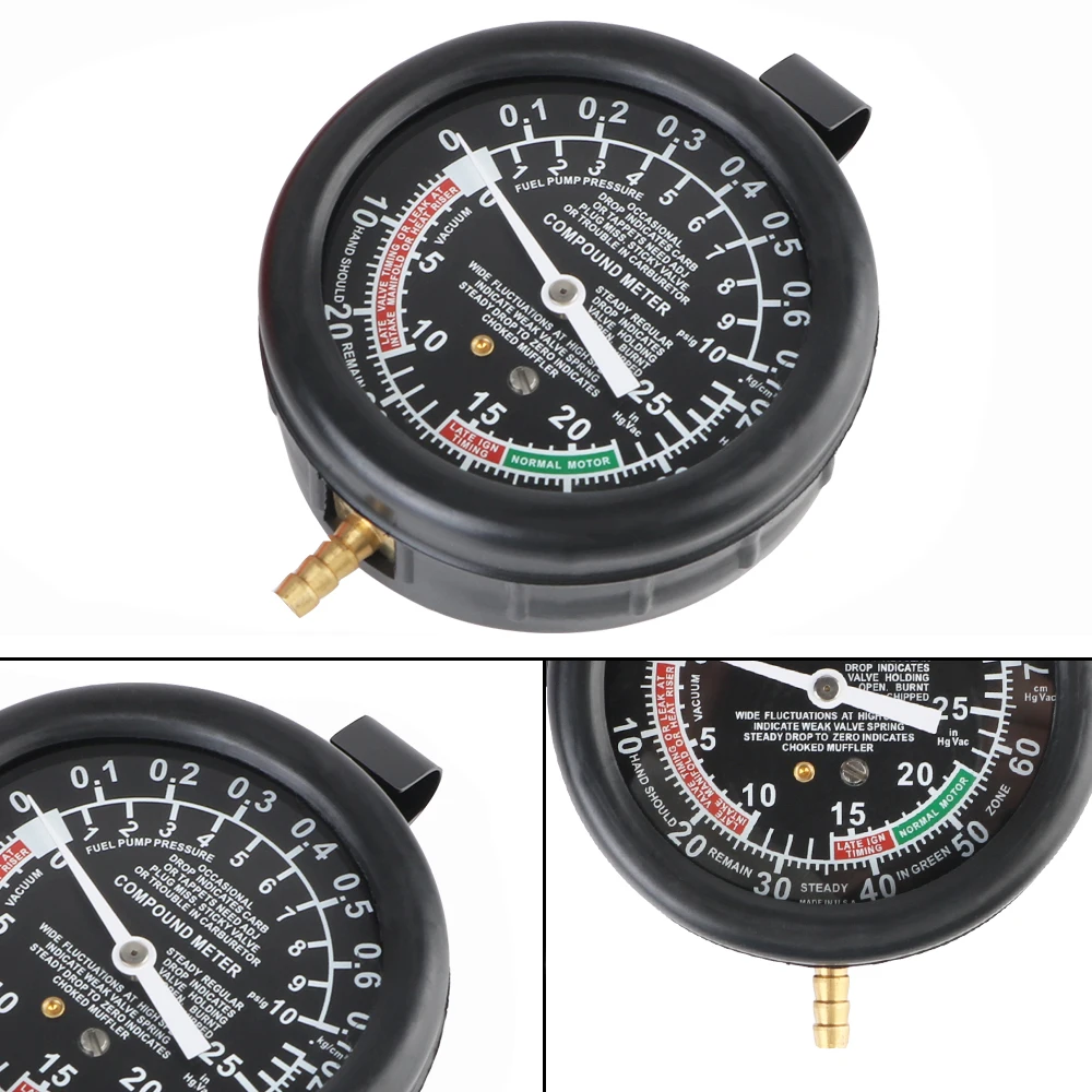 

Vacuum Gasoline Engine Compression Meter Automotive Cylinder Tester Kit With Adapter Pressure Gauge