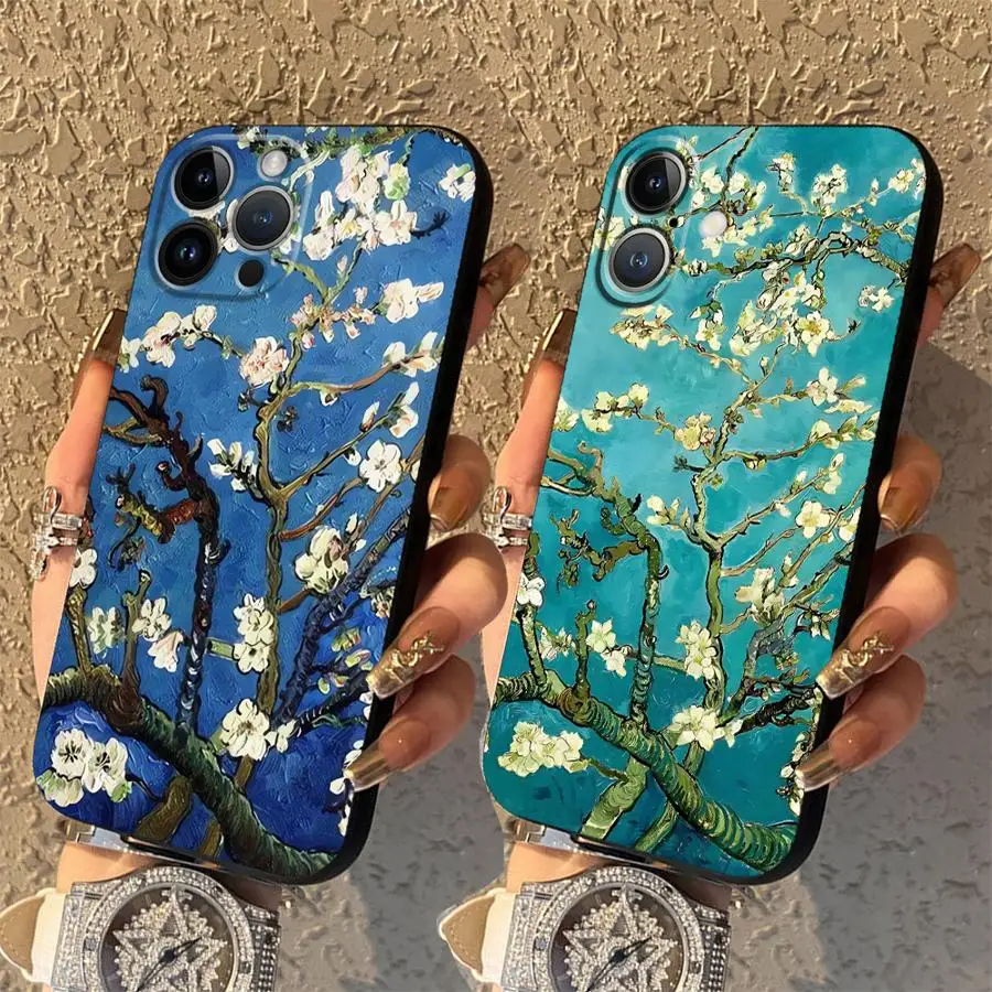 

Мягкий чехол для телефона iPhone 7, 8, 12, 11, 15 Plus X XS XR SE 13 Mini 17 16 Pro Max 14 17Air Van Gogh
