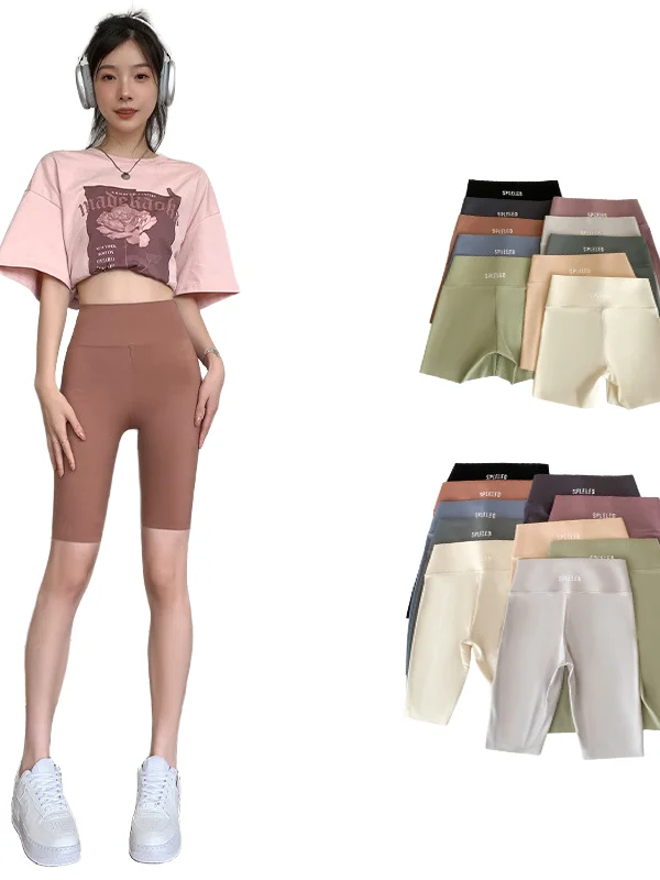 Damskie spodnie do jogi wyszczuplające, obcisłe, długość 3/4, spodnie rowerowe, modelujące pośladki, warstwa bazowa, spodnie z nadrukiem, poliester