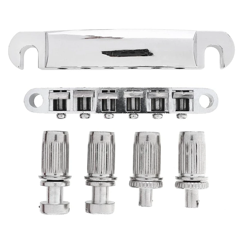 SMIEA Ponte e cordiera Tune-O-Matic con set di borchie per sostituzione chitarra elettrica ABR-1 Bridge Style Les Paul LP, nero