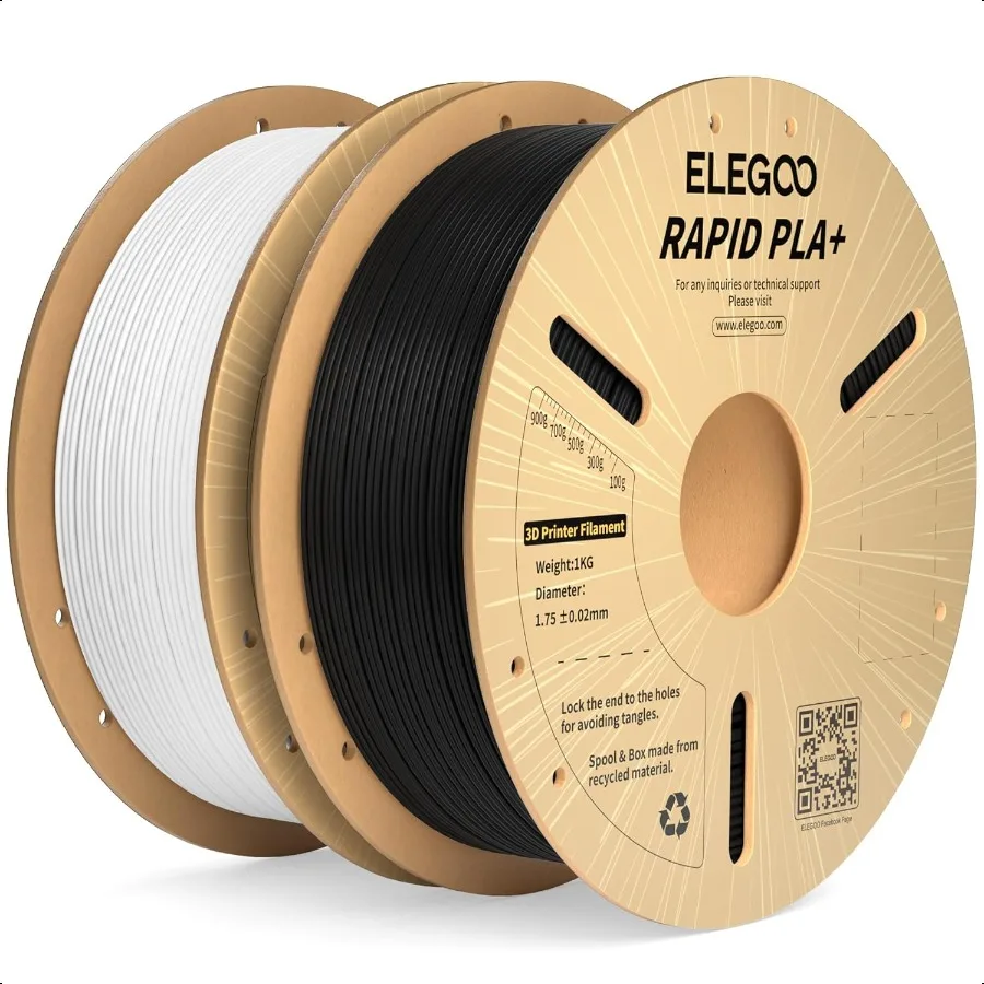 

Rapid PLA Plus Filament 1.75mm Black White 2KG PLA+ 3D Printer Filament for 600 mm s High Speed Printing Dimensional Accuracy +