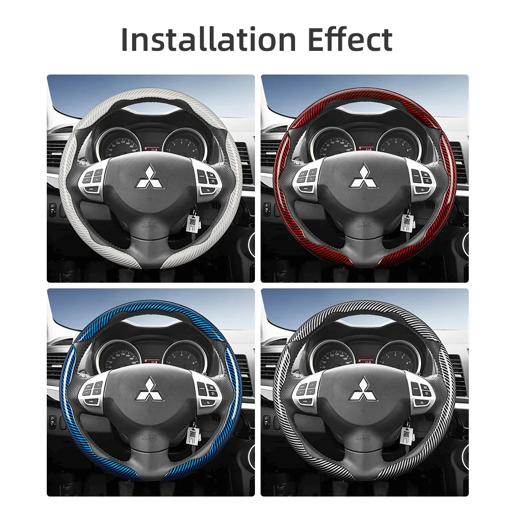 Suitable for Mitsubishi Carbon Fiber Texture Steering Wheel Cover with Segmented Quick-Release Design Triton L200 Xpander Pajero Montero Outlander Sport Asx Rvr Xforce Eclipse Cross Mirage Attrage Colt