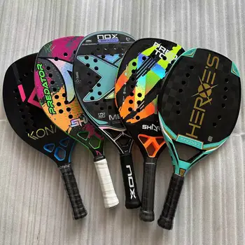 Strandtennisracket 3K Full Carbon Fiber Ruw oppervlak tussenlaag EVA-schuim Opening of gat in een gebruiksvoorwerp Buitensportracket