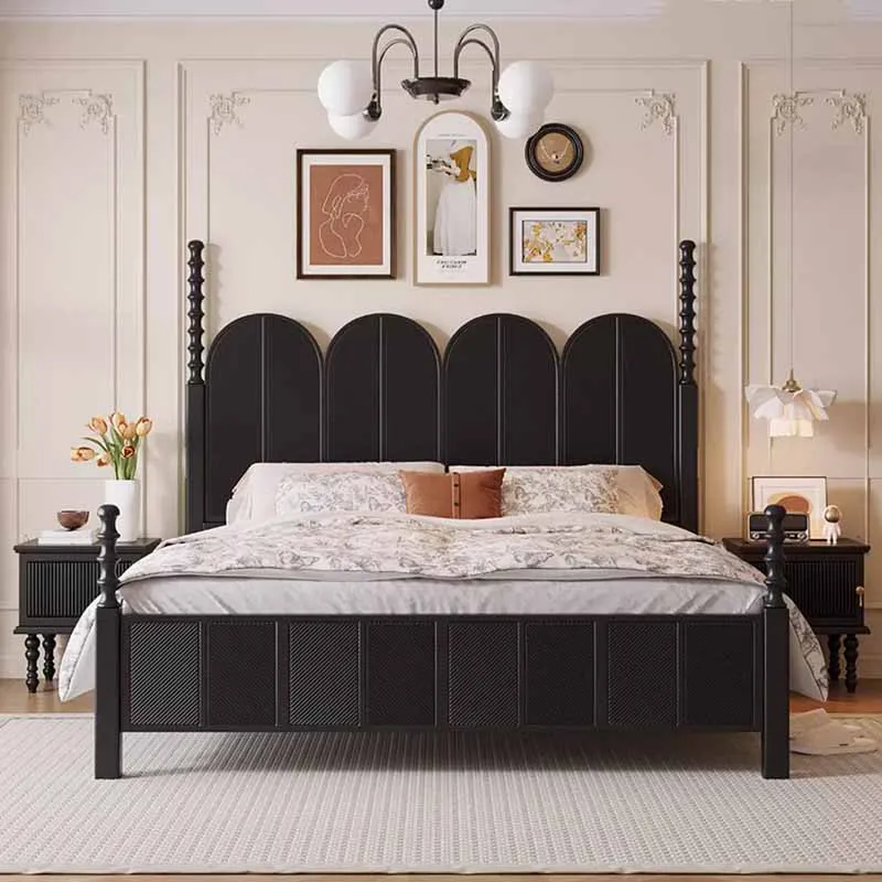 رخيصة مصمم إطار سرير مزدوج أسود تخزين الطابق المنزل سرير مزدوج الملكة النوم الأوروبي Letto Matrimoniale الشمال الأثاث