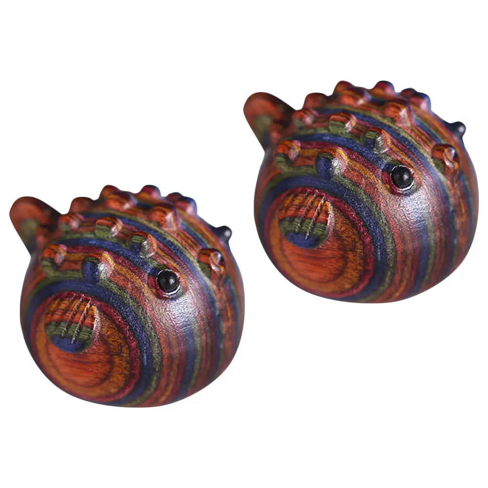 

2 Pcs Wooden Home Decor Fish Statue Wood Craft Desk Table Shelf Bedside Decoration Household Accessories Wood Animals