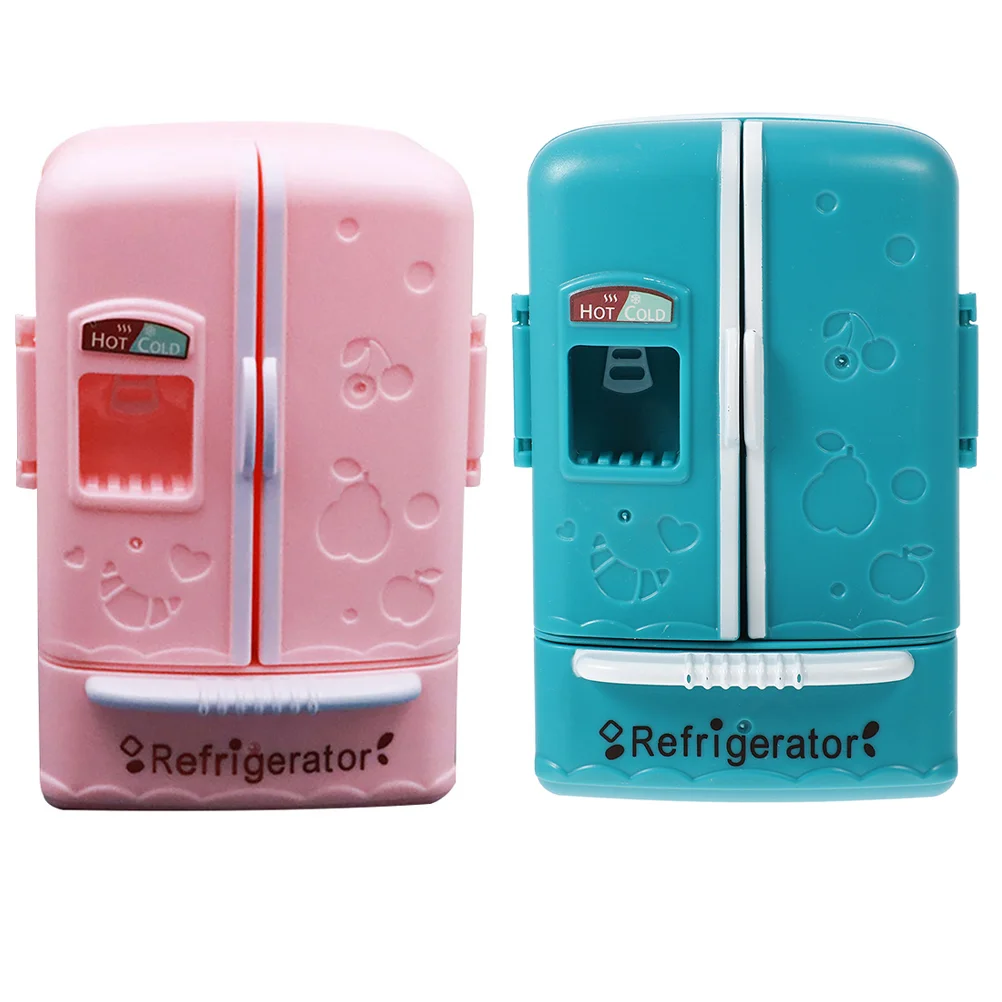 2 Pcs Miniature Fridge Model 1 12 Scale House Mini Furniture Double Door Refrigerator Decor Accessories For Home