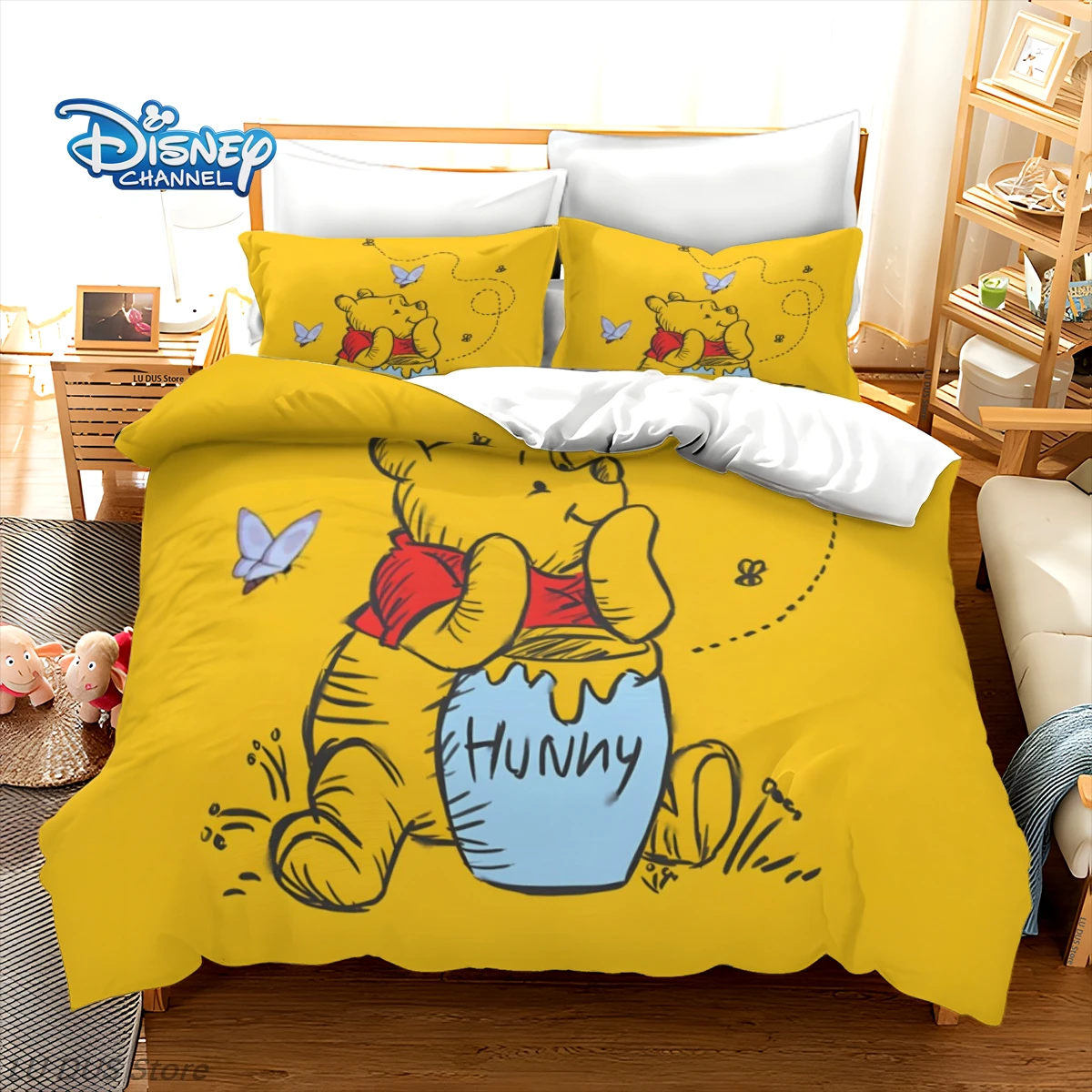 

Disney Winnie The Pooh Duvet Cover Set 3Pcs Cartoon Bear Bedding Set Kids Boys Girls Bedroom Decor Comforter Cover