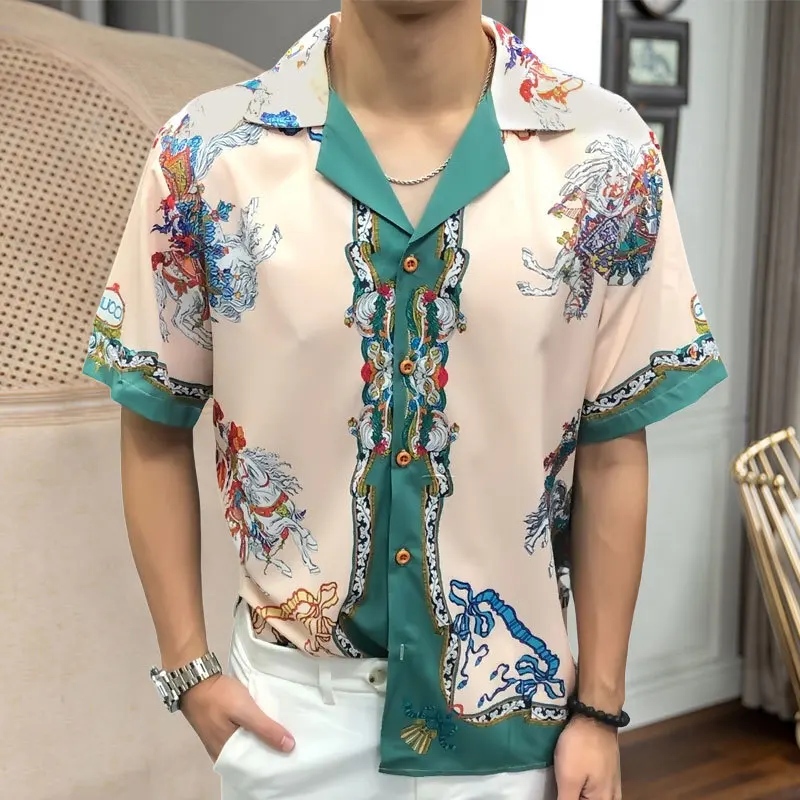 

Summer Casual Vintage Printed Shirt Short Sleeve Shirt Holiday Dress Blouse Brand Clothes Hawaiian Shirt Chemise Homme Loose